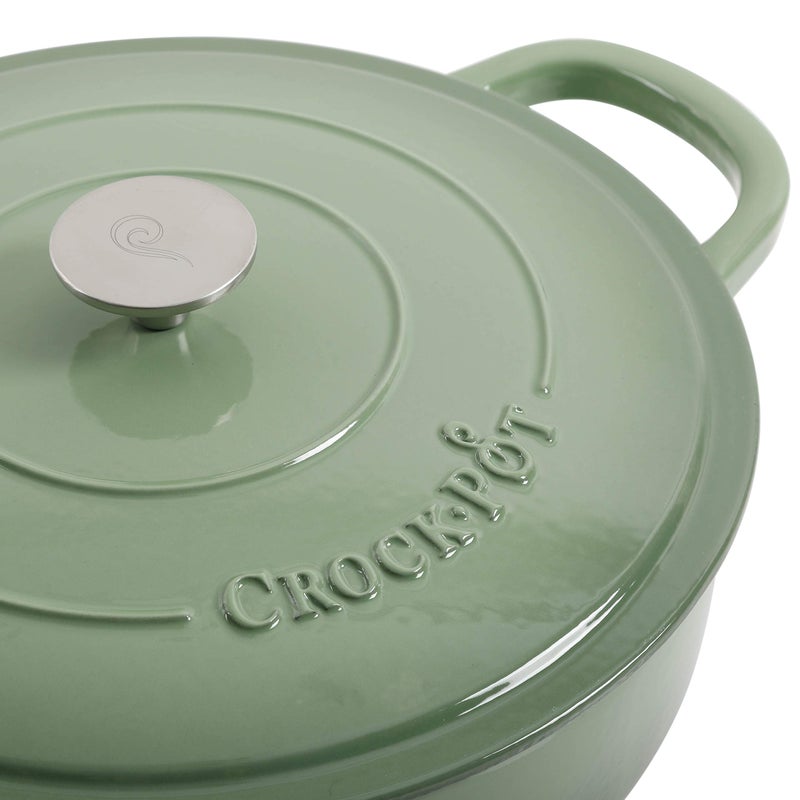 Crock-Pot Crock Pot Artisan Enameled Cast Iron Braiser W/Lid, 5-Quart, Pistachio - Image 3