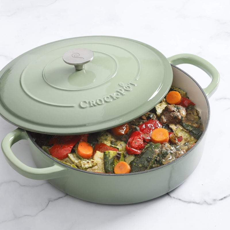 Crock-Pot Crock Pot Artisan Enameled Cast Iron Braiser W/Lid, 5-Quart, Pistachio - Image 5