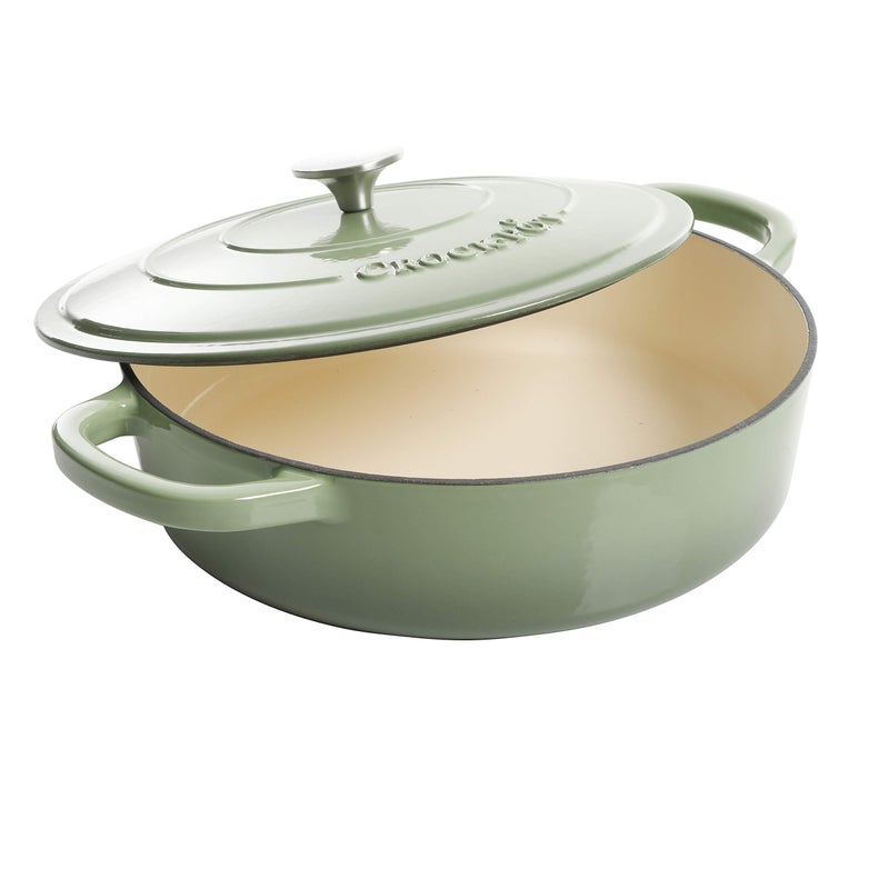 Crock-Pot Crock Pot Artisan Enameled Cast Iron Braiser W/Lid, 5-Quart, Pistachio - Image 2