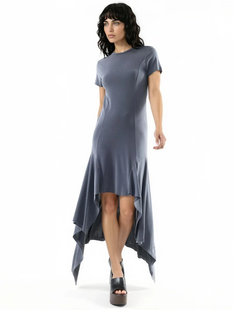 Busem BUSEM Asymmetric Midi Dress with Crew Neck