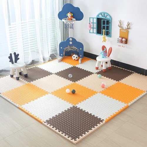 SIGNATRON Puzzle Flooring || Kids Interlocking Play mat || Shop Floor Mat || Kitchen Floor Mat || Pet Mat ||12 MM Thick (6 Tiles - 24 Square Feet, Brown - Orange - White) - Image 4