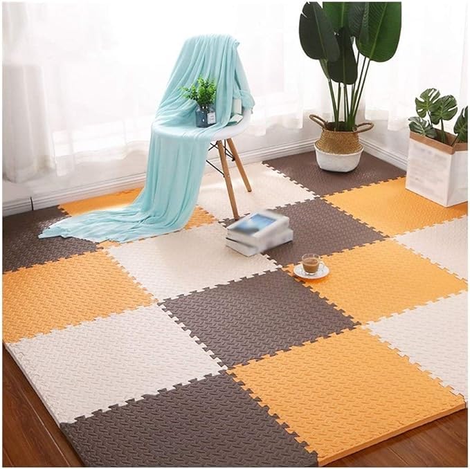 SIGNATRON Puzzle Flooring || Kids Interlocking Play mat || Shop Floor Mat || Kitchen Floor Mat || Pet Mat ||12 MM Thick (6 Tiles - 24 Square Feet, Brown - Orange - White) - Image 3