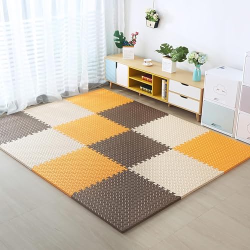 SIGNATRON Puzzle Flooring || Kids Interlocking Play mat || Shop Floor Mat || Kitchen Floor Mat || Pet Mat ||12 MM Thick (6 Tiles - 24 Square Feet, Brown - Orange - White) - Image 1