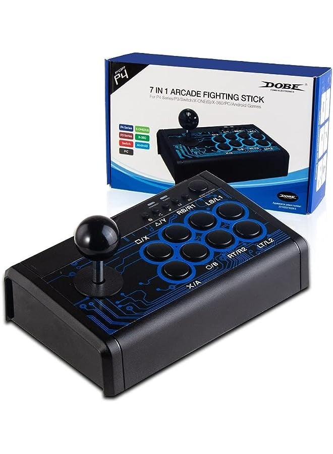 IAF Arcade Fight Stick, 7 In 1 Arcade Game Fighting Joystick With Usb Port, Plug And Play, Compatible With Ps4 Ps3 Xbox One Xbox360 Pc Switch Android Games - Image 1