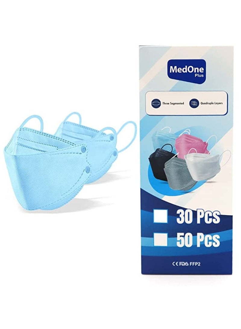 ميد ون عبوة من 50 قطعة من أقنعة الوجه التي يمكن التخلص منها ملفوفة بشكل فردي للبالغين ، وأربع طبقات من أقنعة الوجه الفلترية ، ومزيج من الألوان - Image 3