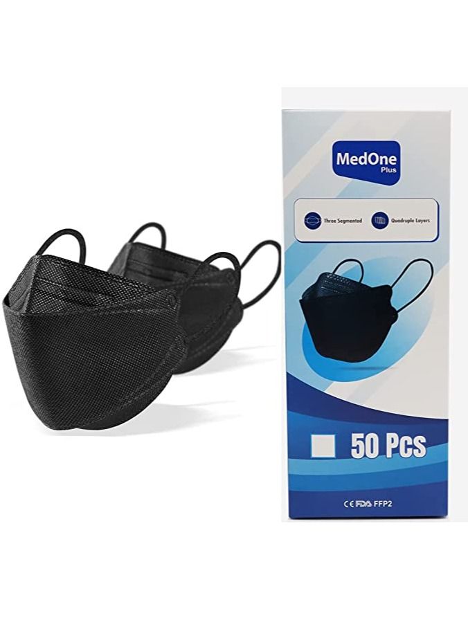 ميد ون عبوة من 50 قطعة من أقنعة الوجه التي يمكن التخلص منها ملفوفة بشكل فردي للبالغين ، وأربع طبقات من أقنعة الوجه الفلترية ، ومزيج من الألوان - Image 1