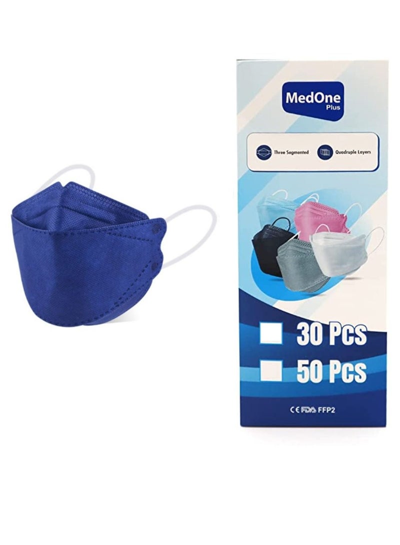 ميد ون عبوة من 50 قطعة من أقنعة الوجه التي يمكن التخلص منها ملفوفة بشكل فردي للبالغين ، وأربع طبقات من أقنعة الوجه الفلترية ، ومزيج من الألوان - Image 4