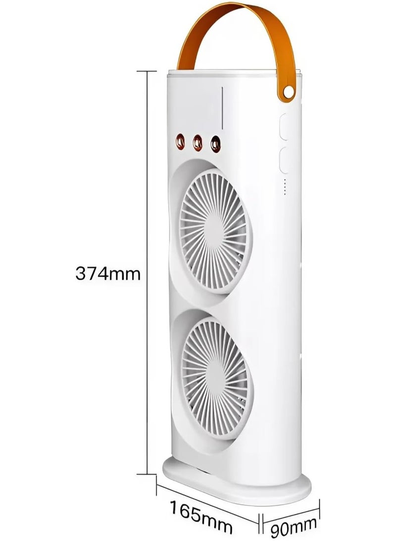 Portable AIR Conditioner, Air Cooler fan, table Fan With Mist Humidifier, USB Rechargeable With Remote Control, Dual-Layer Design,3 Speeds, Long Battery Life,270ml Large Water Tank with 7 Colors Light  - Image 2
