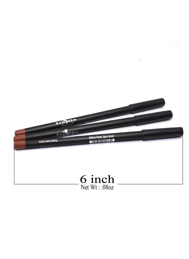 Italia Deluxe 3 Pcs X Italia 1033 Natural Brown Ultra Fine Eye Liner Pencil Lip Gray Eyeliner Set + Free Zipbag  - Image 4