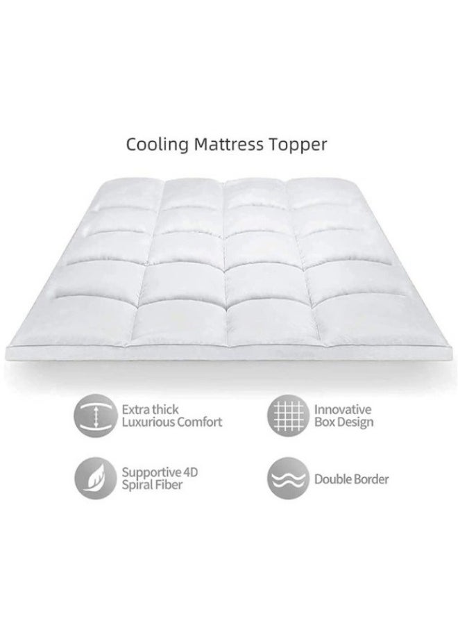 SMART HOME Luxury Mattress Topper, Hotel Mattress Topper Height 200x100X14 cm Made of 100% Super Soft Microfiber  - Image 2
