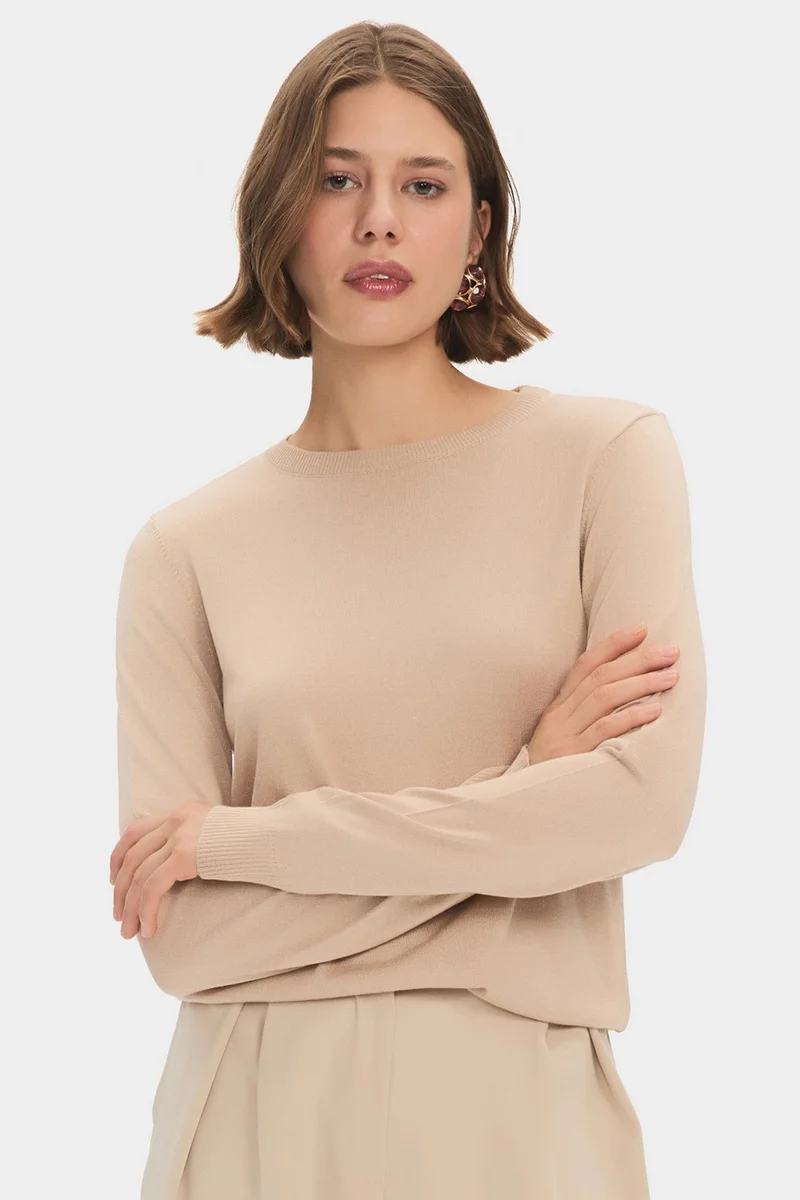 جون Women's Exclusive Crew Neck Viscose Blend Knitwear Sweater