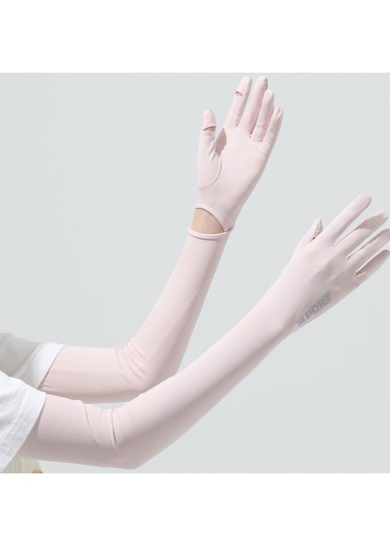 جين لى تشيانغ أكمام قابلة للإزالة بفتحات للإبهام للنساء، حماية من الأشعة فوق البنفسجية، تبريد، ضغط UPF 50، أكمام ذراع طويلة لركوب الدراجات والسفر وصيد الأسماك والرياضة (وردي) - Image 1