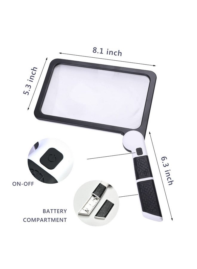 Amoper Magnifying Glass with Light, Page 5X Folding Handheld Rectangular Magnifier with 48 Lights for Reading Books & Close Work, Ideal Lighted Magnifying Gift for Low Visions - Image 5