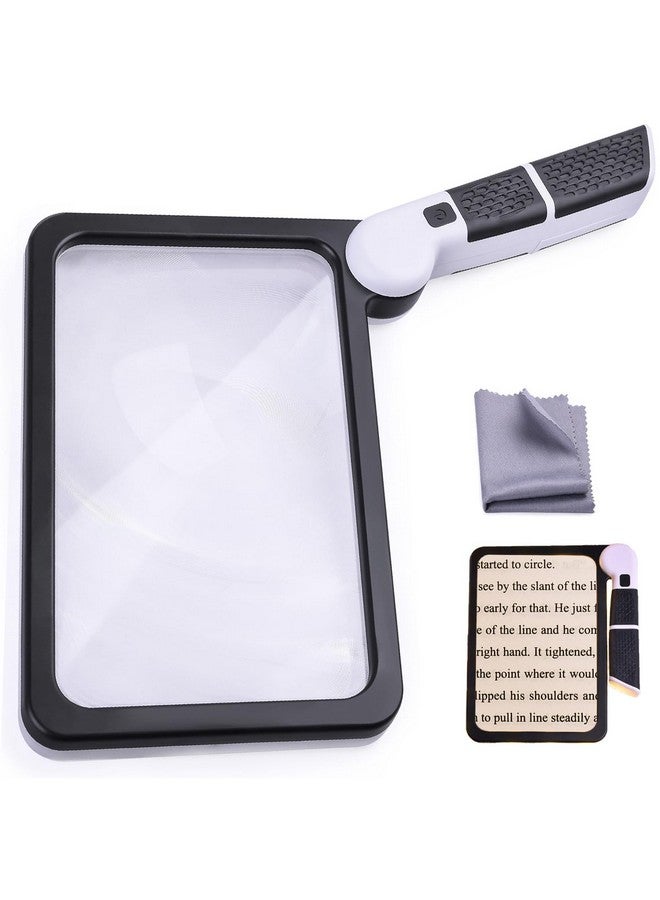 Amoper Magnifying Glass with Light, Page 5X Folding Handheld Rectangular Magnifier with 48 Lights for Reading Books & Close Work, Ideal Lighted Magnifying Gift for Low Visions - Image 1