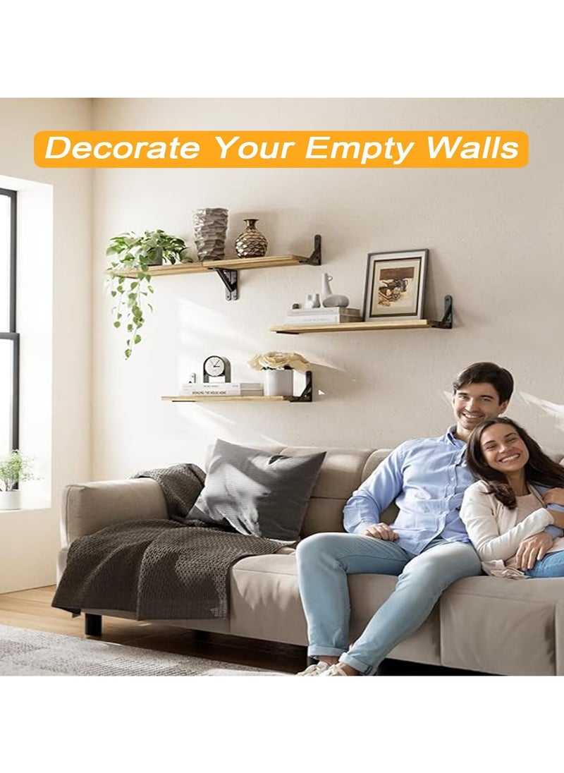 Hanayo 4 Pcs Floating Shelves for Wall Rustic Wooden Storage Shelves Wall Mounted Floating Shelves for Bathroom Decor Bedroom Living Room Plants  - Image 5