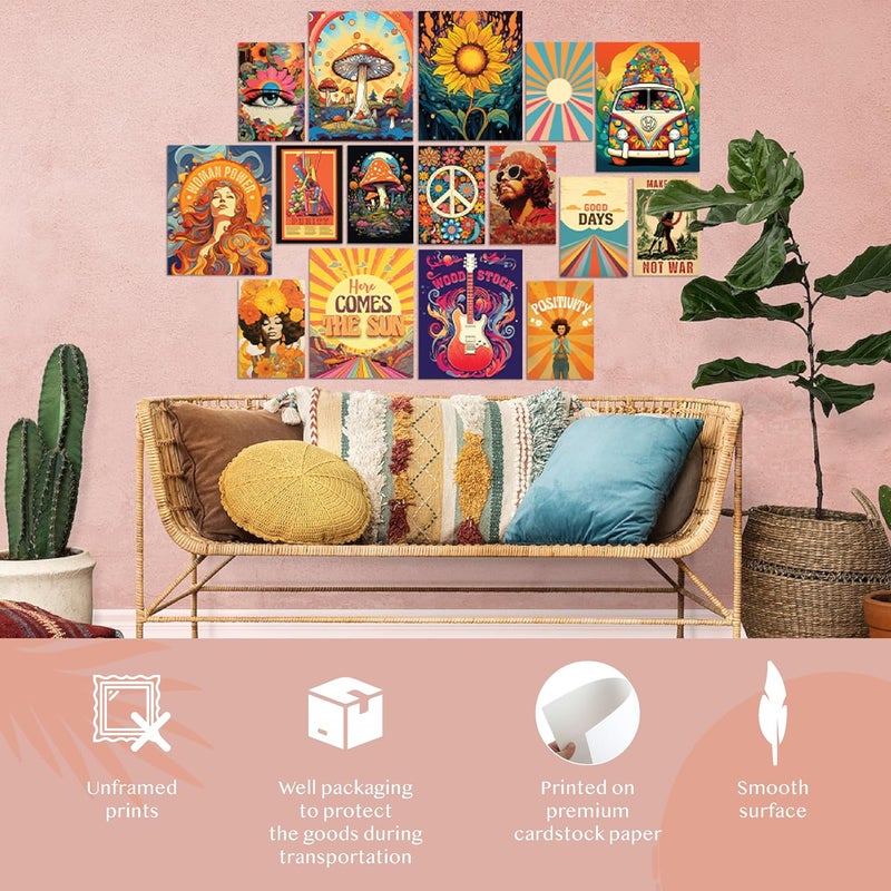 97 Decor Hippie Room Decor for Bedroom Aesthetic - Hippy Retro Room Decoration, Hippie Wall Decorations, Hippy Posters, Vintage 60s 70s Decoration Poster, Groovy Decorations Home, Boho Indie Trippy - Image 5