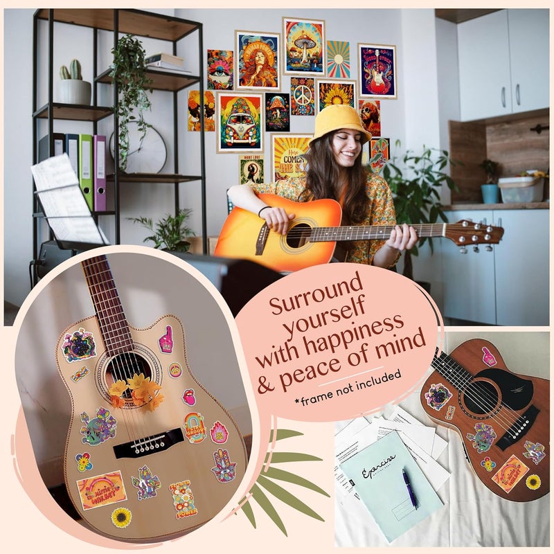 97 Decor Hippie Room Decor for Bedroom Aesthetic - Hippy Retro Room Decoration, Hippie Wall Decorations, Hippy Posters, Vintage 60s 70s Decoration Poster, Groovy Decorations Home, Boho Indie Trippy - Image 4