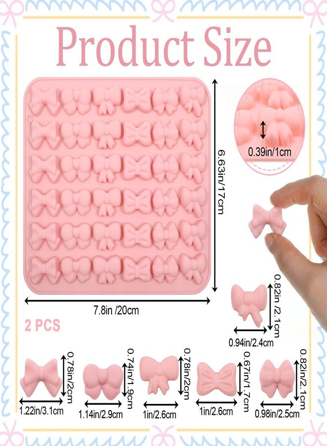 Exircy 2PCS Bow Chocolate Mold, Mini Bow Candy Silicone Molds Pink Silicone Bowknot Fondant Molds for Chocolate, Candy, Biscuit, Jelly, Cookie, DIY Cupcake Toppers Cake Decorating for Birthday Wedding Party - Image 2
