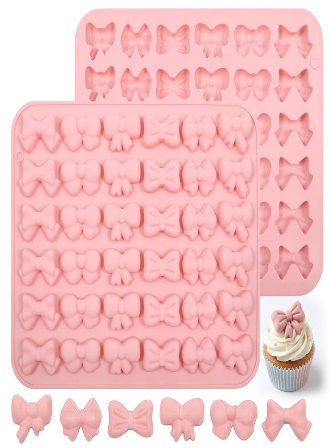 Exircy 2PCS Bow Chocolate Mold, Mini Bow Candy Silicone Molds Pink Silicone Bowknot Fondant Molds for Chocolate, Candy, Biscuit, Jelly, Cookie, DIY Cupcake Toppers Cake Decorating for Birthday Wedding Party - Image 1