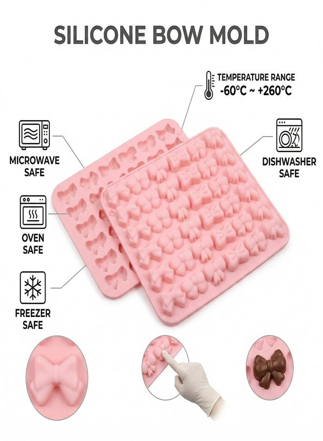 Exircy 2PCS Bow Chocolate Mold, Mini Bow Candy Silicone Molds Pink Silicone Bowknot Fondant Molds for Chocolate, Candy, Biscuit, Jelly, Cookie, DIY Cupcake Toppers Cake Decorating for Birthday Wedding Party - Image 3