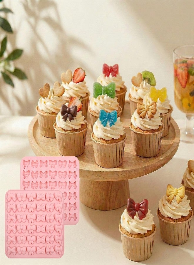 Exircy 2PCS Bow Chocolate Mold, Mini Bow Candy Silicone Molds Pink Silicone Bowknot Fondant Molds for Chocolate, Candy, Biscuit, Jelly, Cookie, DIY Cupcake Toppers Cake Decorating for Birthday Wedding Party - Image 5