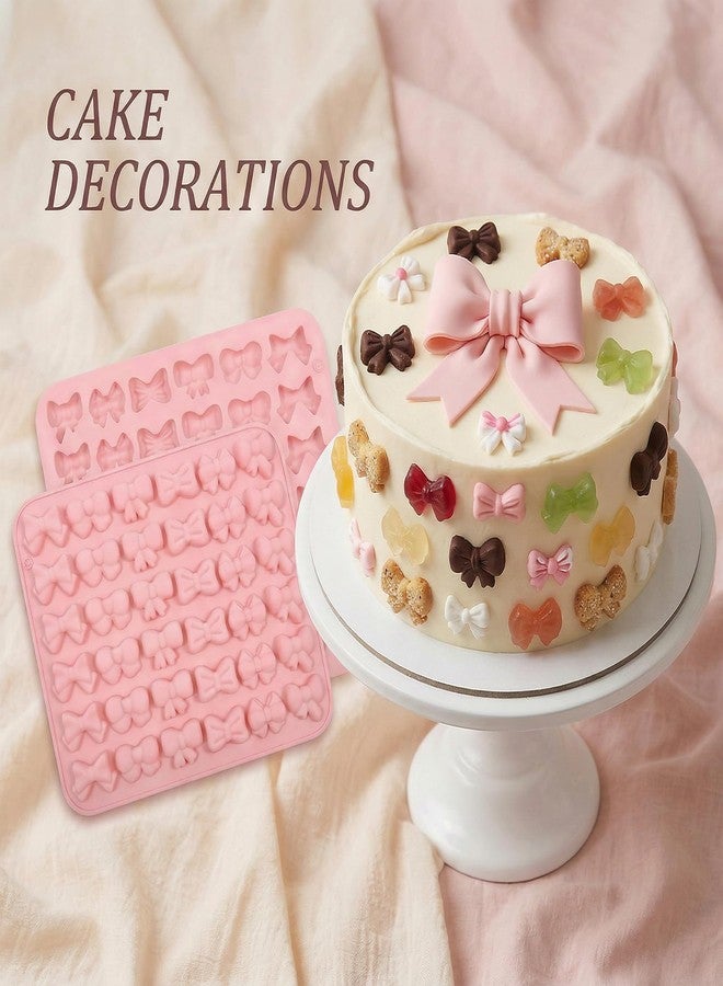 Exircy 2PCS Bow Chocolate Mold, Mini Bow Candy Silicone Molds Pink Silicone Bowknot Fondant Molds for Chocolate, Candy, Biscuit, Jelly, Cookie, DIY Cupcake Toppers Cake Decorating for Birthday Wedding Party - Image 4