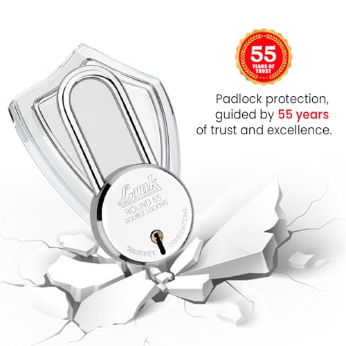 Link Locks| Round 65MM Long Shackle Padlock with 3 Keys |Lock for Main Door, Gate, Shops, Office| Silver Finish |2 Years Warranty - Image 5