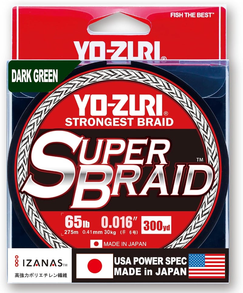 DUEL Yo-Zuri YZ SB 65LB DG 300YD Super Braided Fishing Line - Dark Green - Image 1