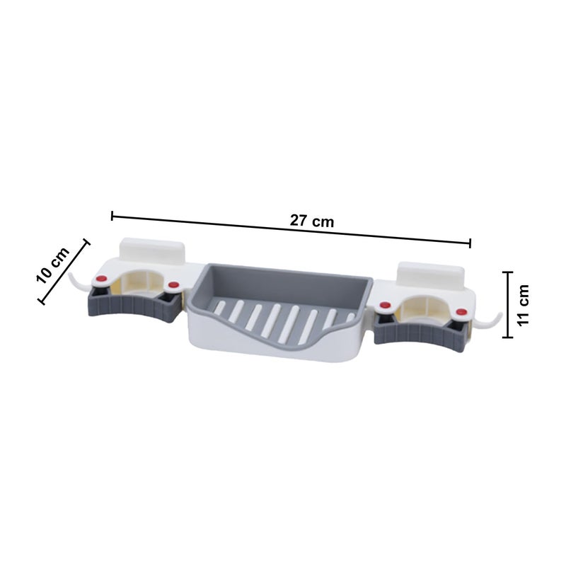 Kuber Industries Kuber Industries MopBroom Holder Wall Mount MopBroom Storage Organizer SelfAdhesive Tool Storage Rack for Garden Garage MopBroom Storage Holder SM001WH White  - Image 3