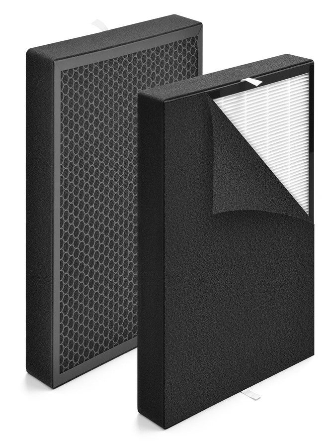 HSIAMEN Silver Carbon Replacement Filter Compatible with FF50 Fit50 Air Purifier Filter FF50-VOC, 3-in-1 H13 True HEPA Filter with Pre-Filters, 2-Pack - Image 1