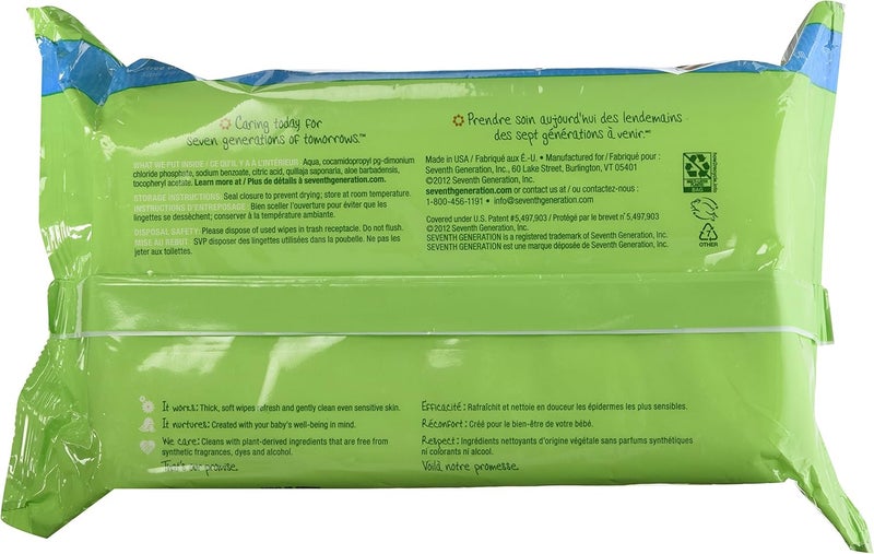 Seventh Generation Free and Clear Baby Wipes - 64 Count - Image 2