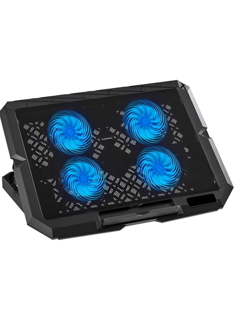 Utopia UC-404 Laptop Cooler with 4 Powerful LED Fans, 8 Adjustable Fan Height Levels, Compatible with Devices up to 17 inches with USB Port - Image 1