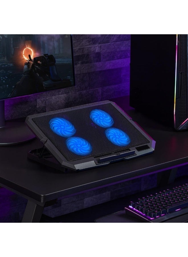 Utopia UC-404 Laptop Cooler with 4 Powerful LED Fans, 8 Adjustable Fan Height Levels, Compatible with Devices up to 17 inches with USB Port - Image 3