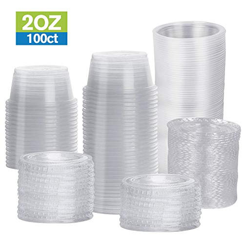 TashiBox 2 oz 100 Sets Disposable Plastic Cups with Lids, Jello Shot Cups Souffle Cups… - Image 2