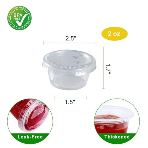 TashiBox 2 oz 100 Sets Disposable Plastic Cups with Lids, Jello Shot Cups Souffle Cups… - Image 3