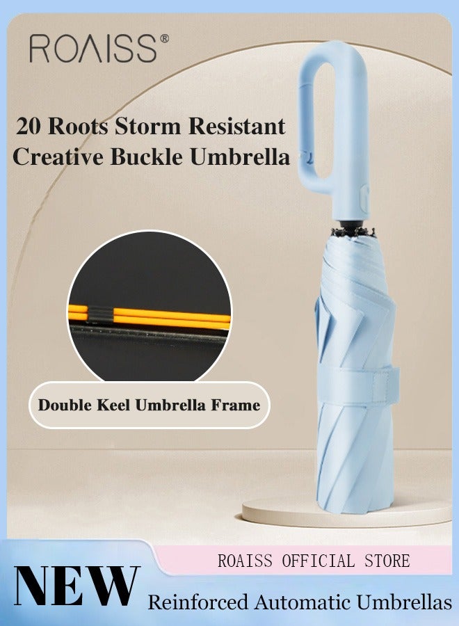 roaiss Unisex Multifunctional Automatic Umbrella with Thickened Coating for Cooling and Heat Insulation Dual Umbrella Ribs for Wind and Waterproof Circular Handle for Easy Carrying 10 Rib 3 Fold Design UPF50  - Image 1
