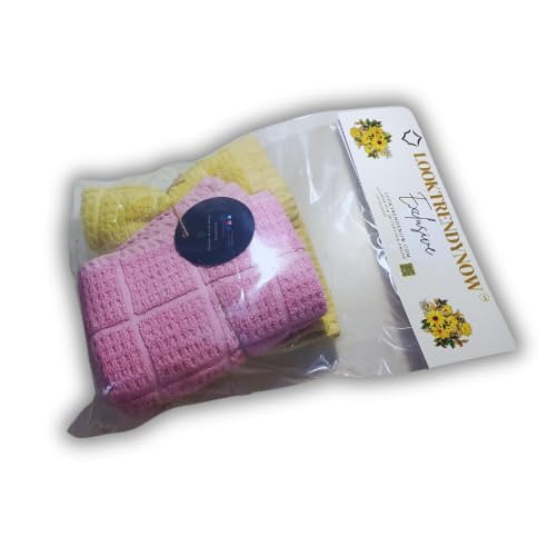 LookTrendyNow Super Soft Lint Free Quick Dry Gym Towel Essence (Yellow Pink) |16X24| (Pack of 2) - Image 4