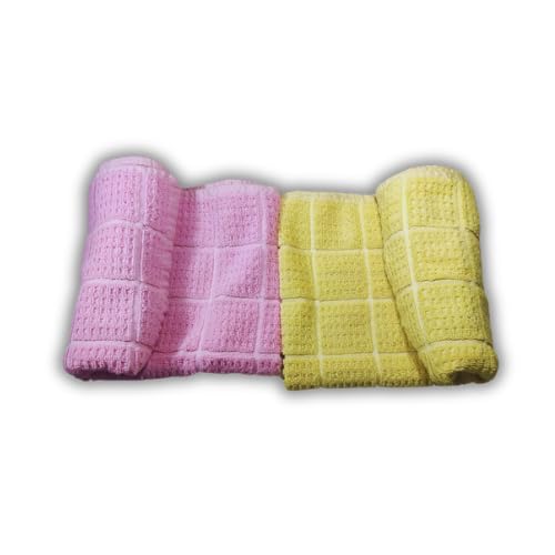LookTrendyNow Super Soft Lint Free Quick Dry Gym Towel Essence (Yellow Pink) |16X24| (Pack of 2) - Image 3