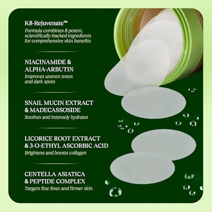 JiYu Toning Polish Pads - Korean Skincare for Dark Spots, Wrinkles & Dull Skin - Hydrating Facial Treatment with Snail Mucin, Niacinamide, Peptides & Centella - 100 Count - Image 5