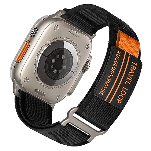 Printme Designer Sports Trail Loop Band Compatible with Apple Watch 49 mm, 45 mm, 44 mm, 42 mm, Adjustable Strap Compatible for iWatch Series Ultra, SE, SE 2, Series 3,4,5,6,7,8 (Black) - Image 1