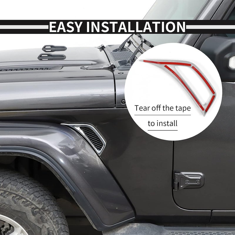 Voodonala for Jeep JL Side Air Conditioning Vent Outlet Decoration Trim for 2018-2022 Jeep Wrangler JL JLU Gladiator JT Trunk, Bright Silver - Image 4