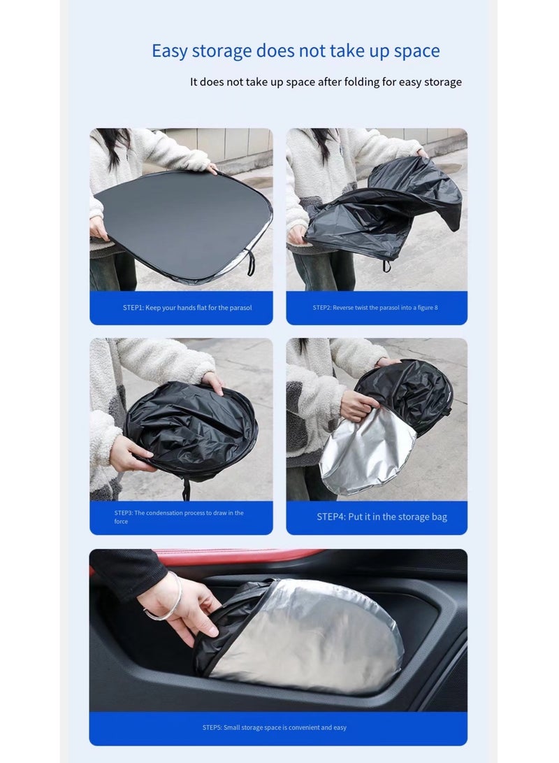 Rear side Car Windshield Sun Shade Foldable Sunshade UV protection Keep Vehicle Cool - Image 3