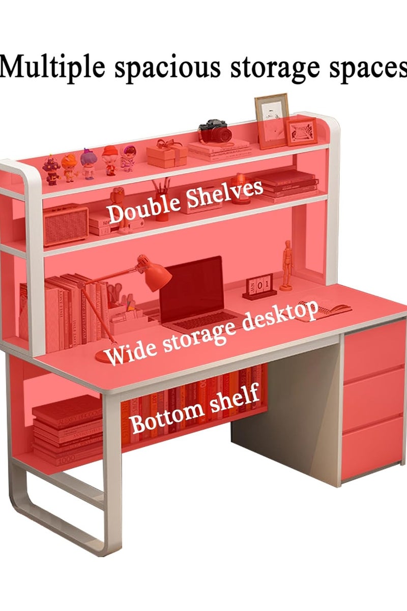 AIWANTO Modern Home Office Computer Desk – 120×147×50cm Study Table with 3 Storage Shelves & 3 Large Drawers, Multifunctional Laptop Workstation with Sturdy Design - Image 5