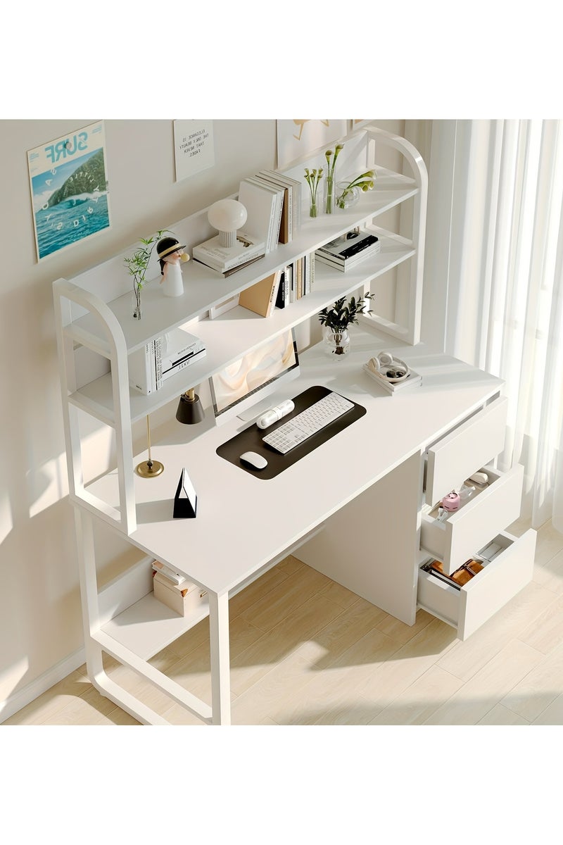 AIWANTO Modern Home Office Computer Desk – 120×147×50cm Study Table with 3 Storage Shelves & 3 Large Drawers, Multifunctional Laptop Workstation with Sturdy Design - Image 3