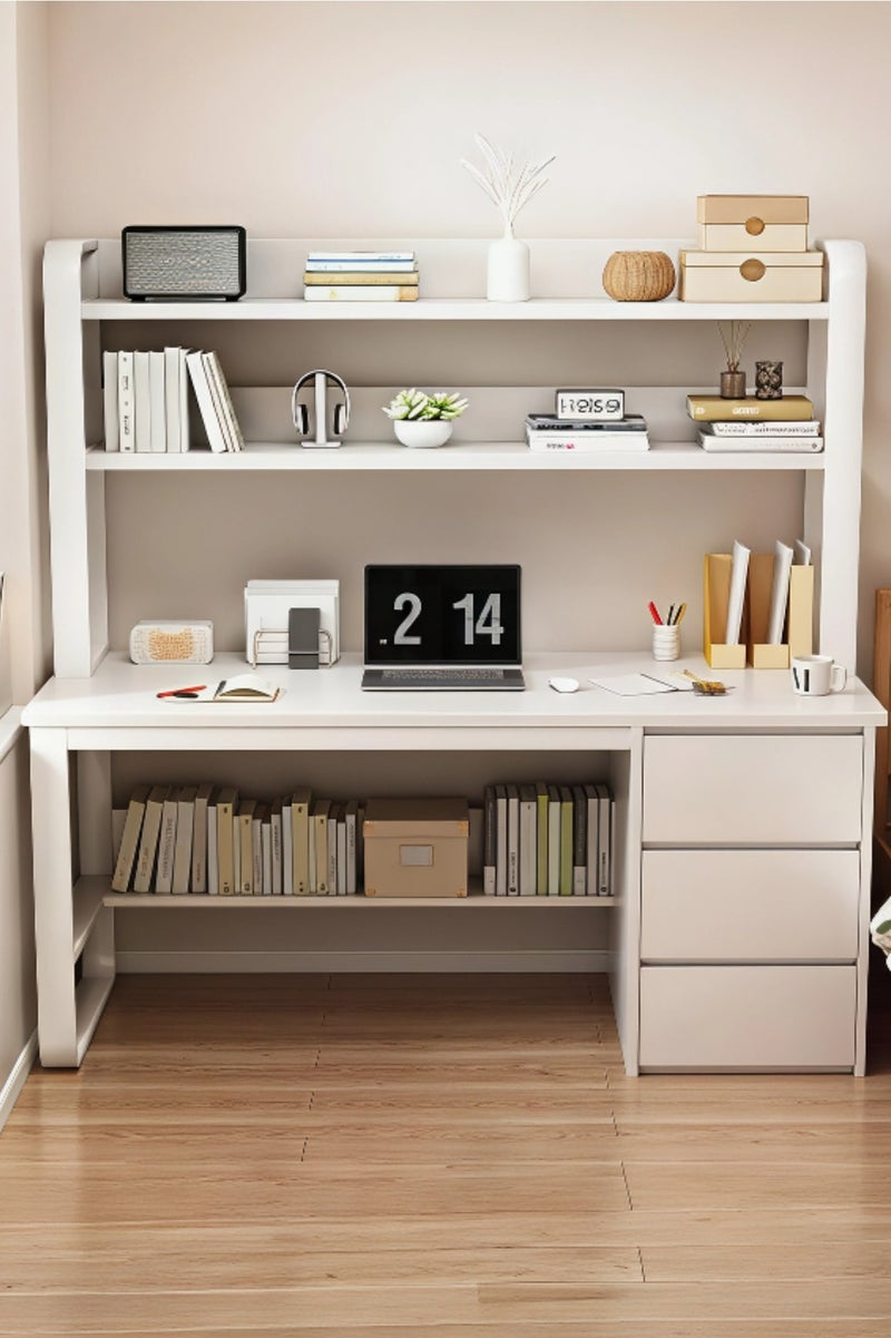 AIWANTO Modern Home Office Computer Desk – 120×147×50cm Study Table with 3 Storage Shelves & 3 Large Drawers, Multifunctional Laptop Workstation with Sturdy Design - Image 2