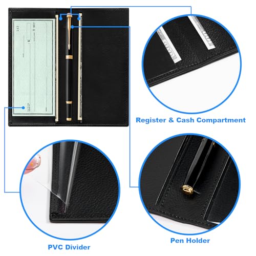 CASMONAL Premium Leather Checkbook Cover for Men and Women Checkbook Holder Wallet RFID Blocking - Image 4
