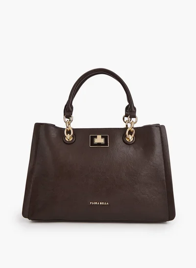Flora Bella By Shoexpress Solid Tote Bag with Detachable Strap and Zip Closure