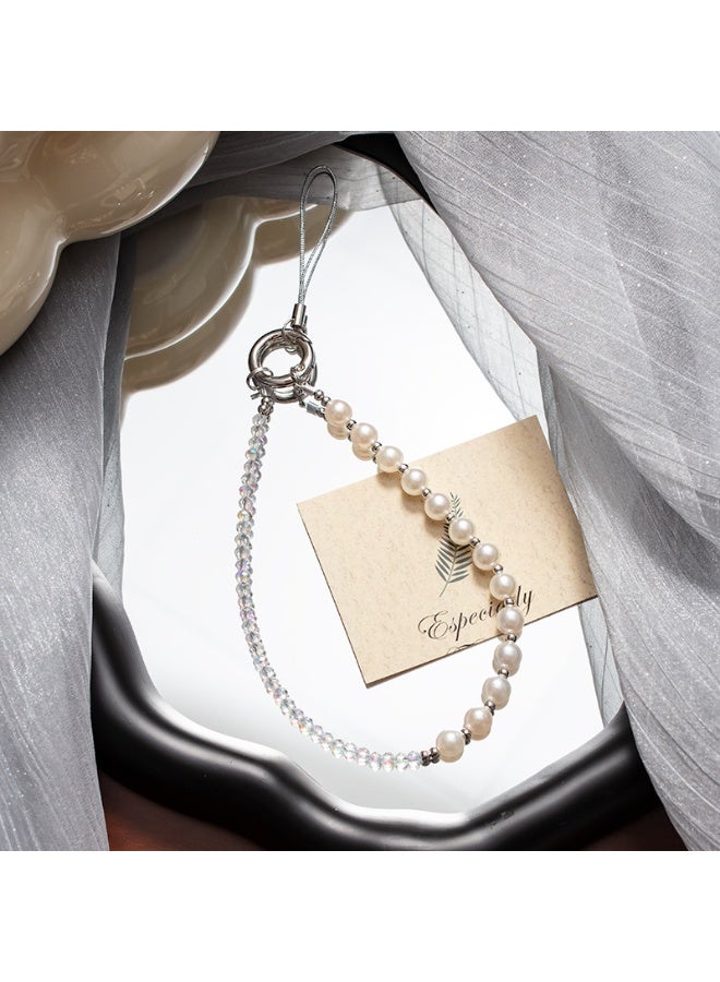 NIBEMINENT Super Cute Beaded Phone Charm – Trendy Phone Chain Wrist Strap, Shining Beads Chain Lanyard for Cell Phone