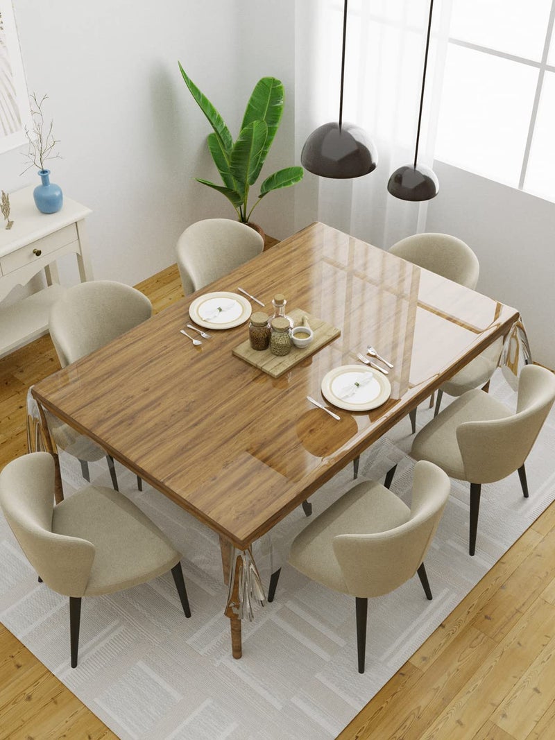 Clasiko Transparent Dining Table Protector - Crystal Clear, 6 Seater, 60x90 Inches - Image 1