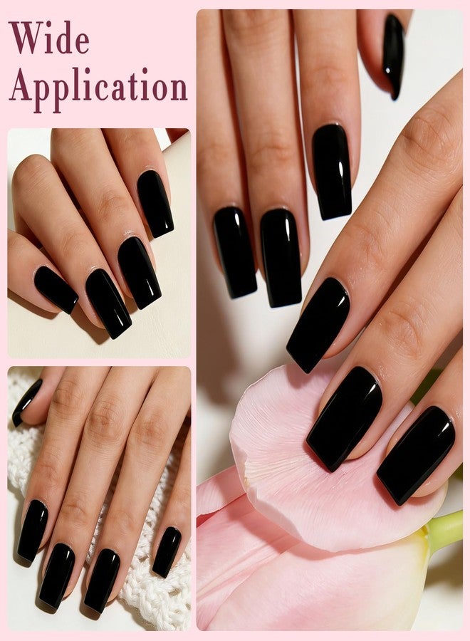 Lifextol 280PC Black Square Press on Nails Medium Fake Nails Press ons with Nail Adhesive Tabs, 14 Sizes Medium Acrylic Nails Press on Nail Square Black Stick Nails Tips Artificial Fingernails-D - Image 5
